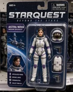 A photo turned into an action figure in a blister pack