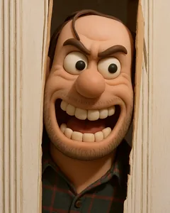 A photo turned into a claymation character