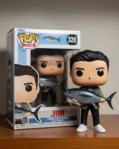 A photo turned into a Funko Pop figure in its box