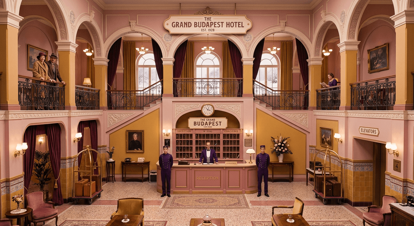 Wes Anderson Hotel Lobby