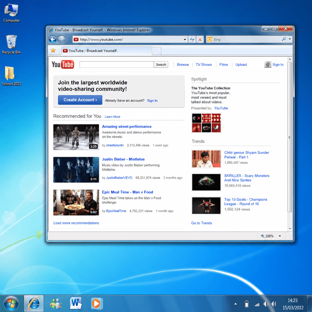 Windows 7 Desktop, Early 2010s