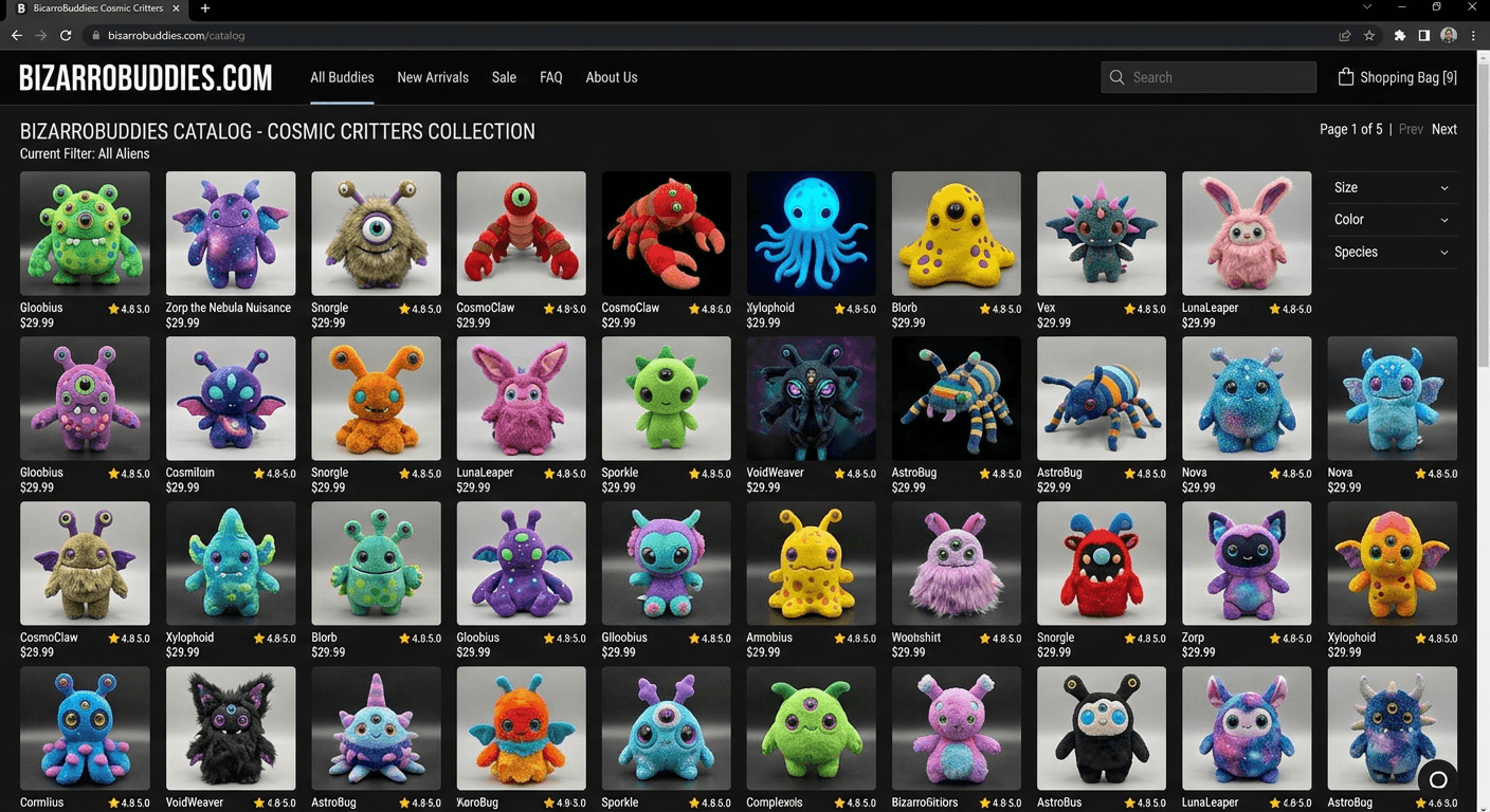 Bizarre Plush Toy Web Catalog