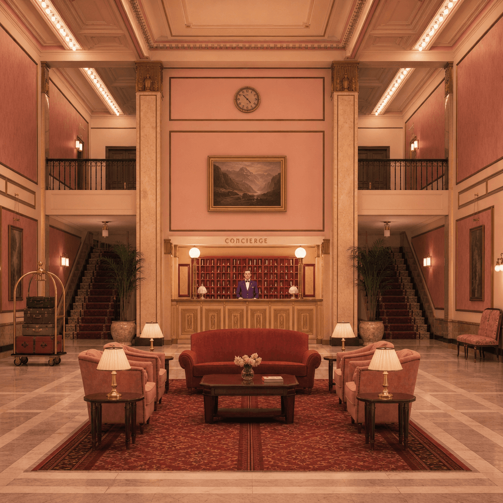 Wes Anderson Hotel Lobby
