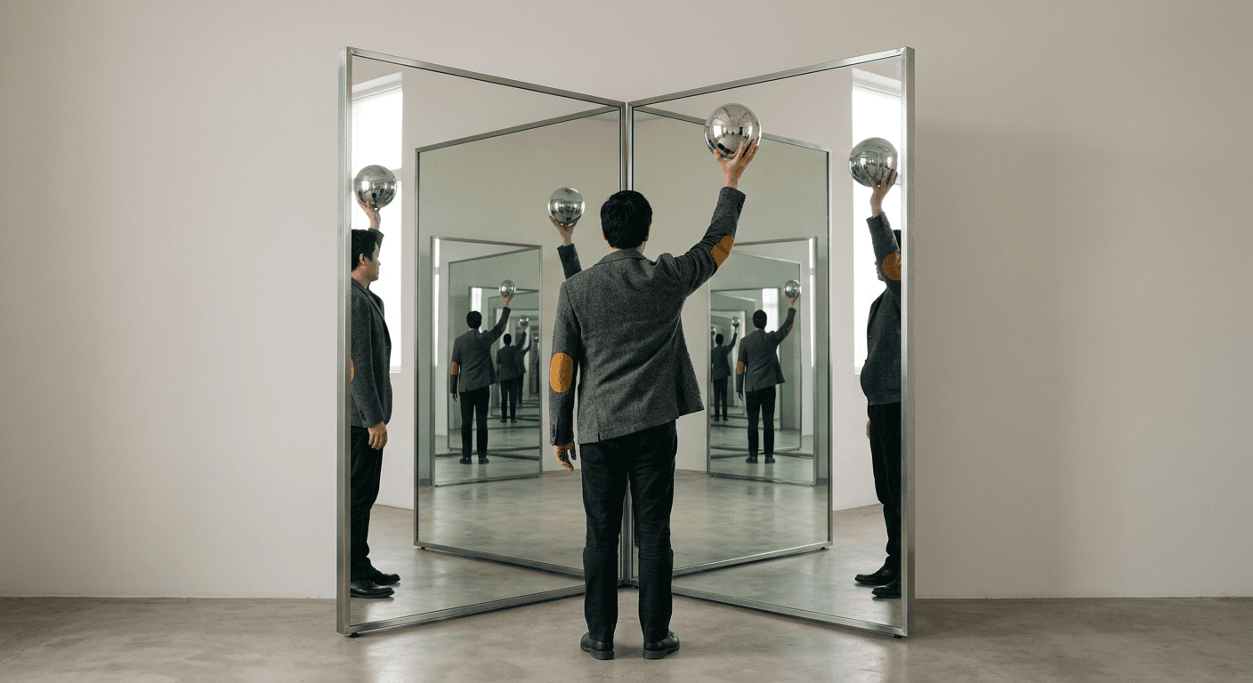 Two-Mirror Corner — Chrome Sphere