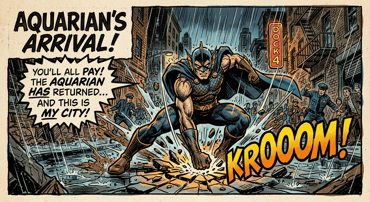 Bronze Age Comic Panel — Superhero Landing
