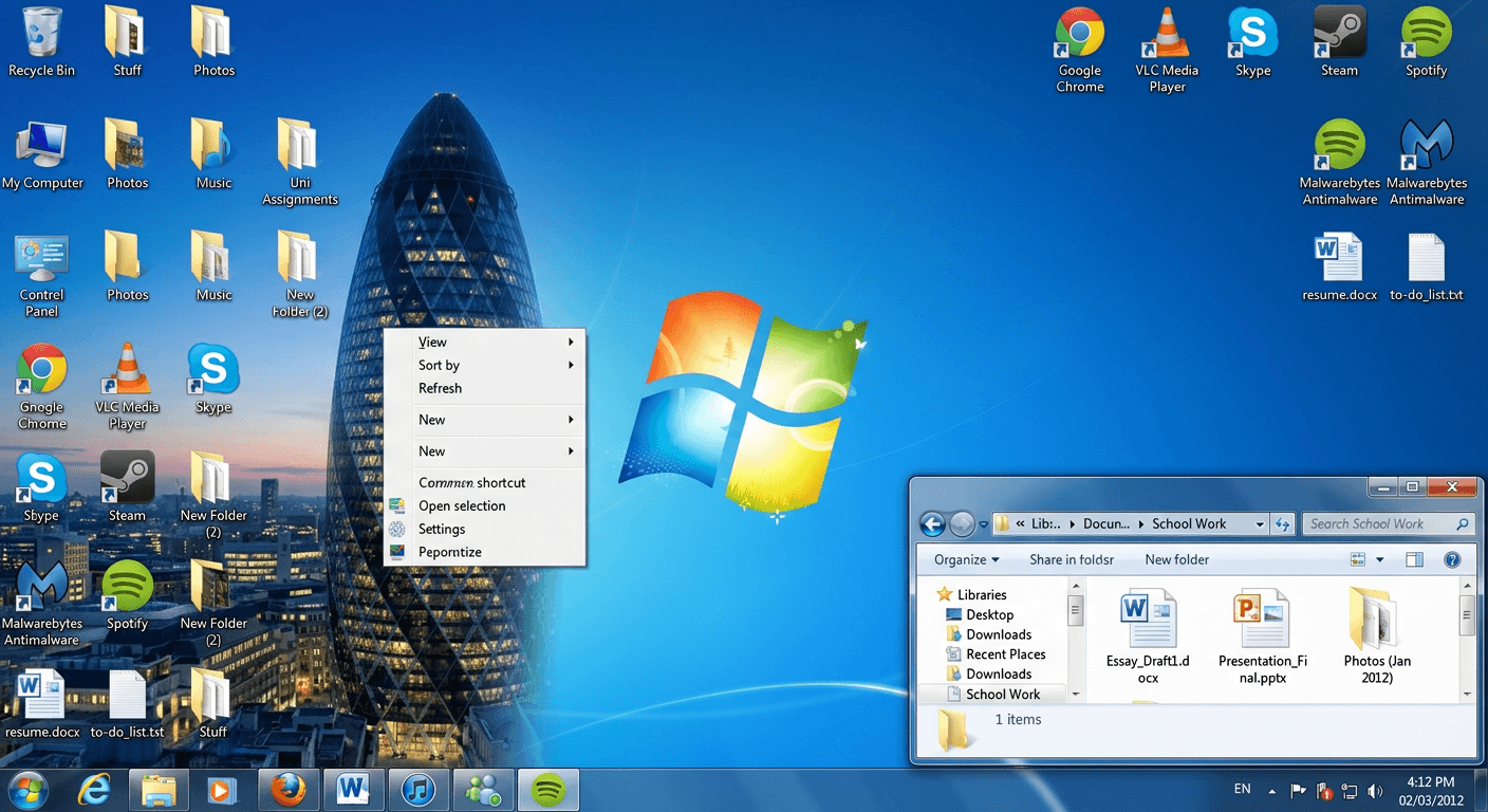 Windows 7 Desktop, Early 2010s
