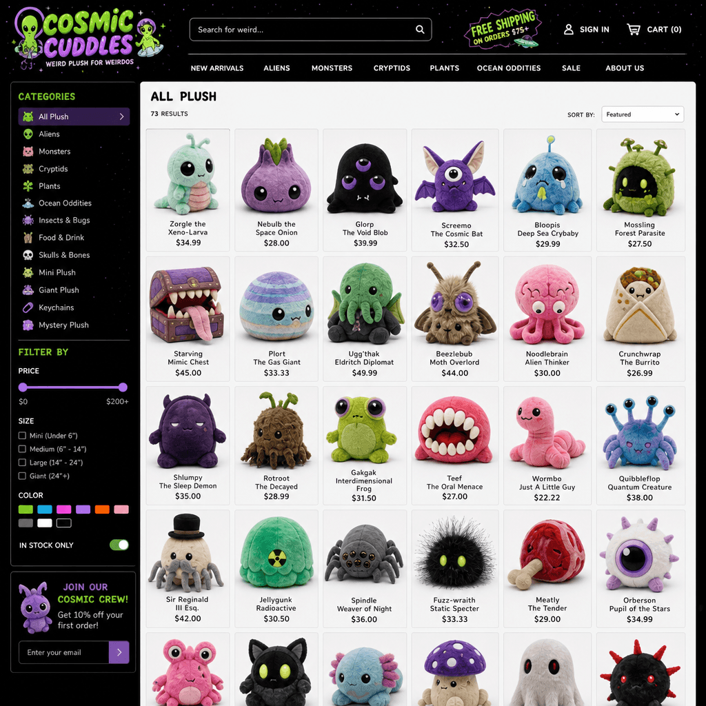 Bizarre Plush Toy Web Catalog