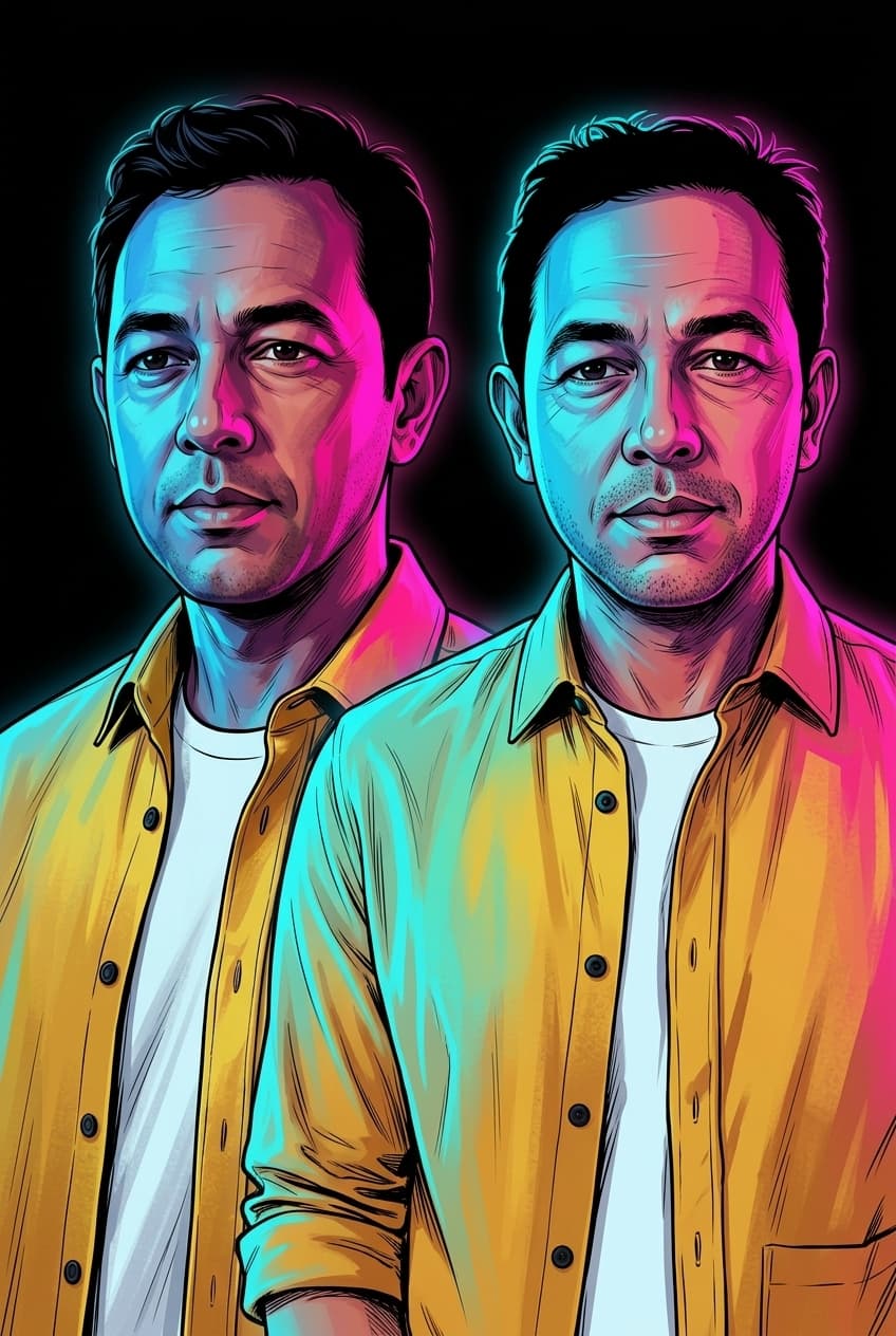 Neon Duotone Portrait — Add Someone