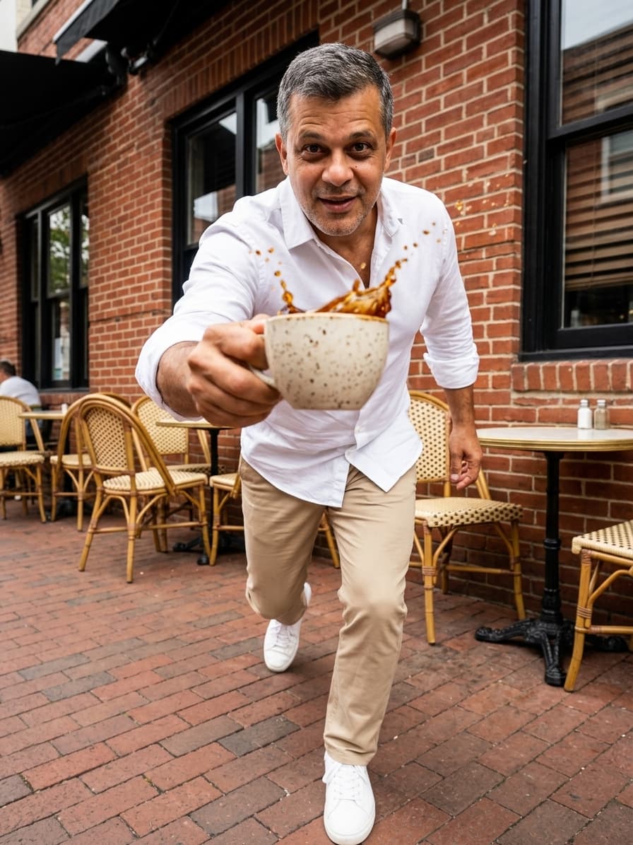 Coffee Splash Freeze-Frame Photo