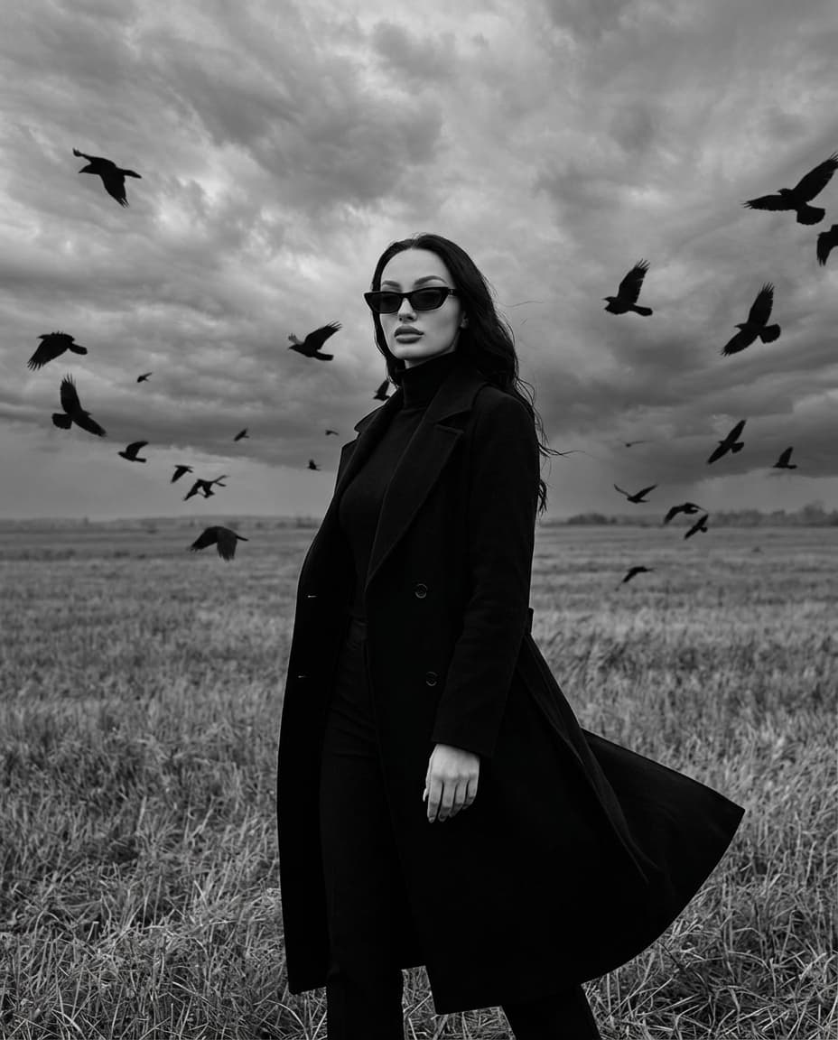 Cinematic Black Overcoat Portrait