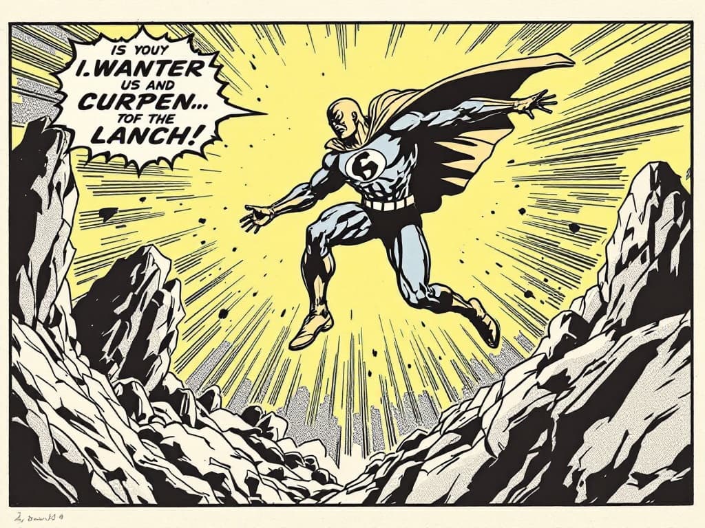 Bronze Age Comic Panel — Superhero Landing