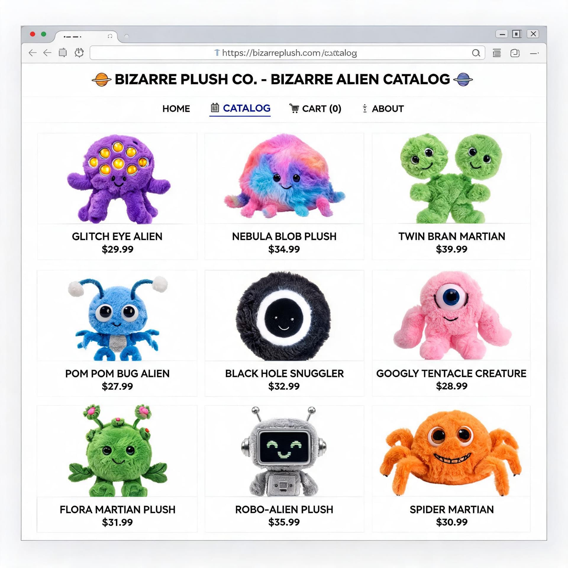 Bizarre Plush Toy Web Catalog