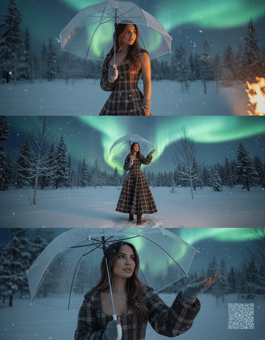 Winter Aurora Triptych
