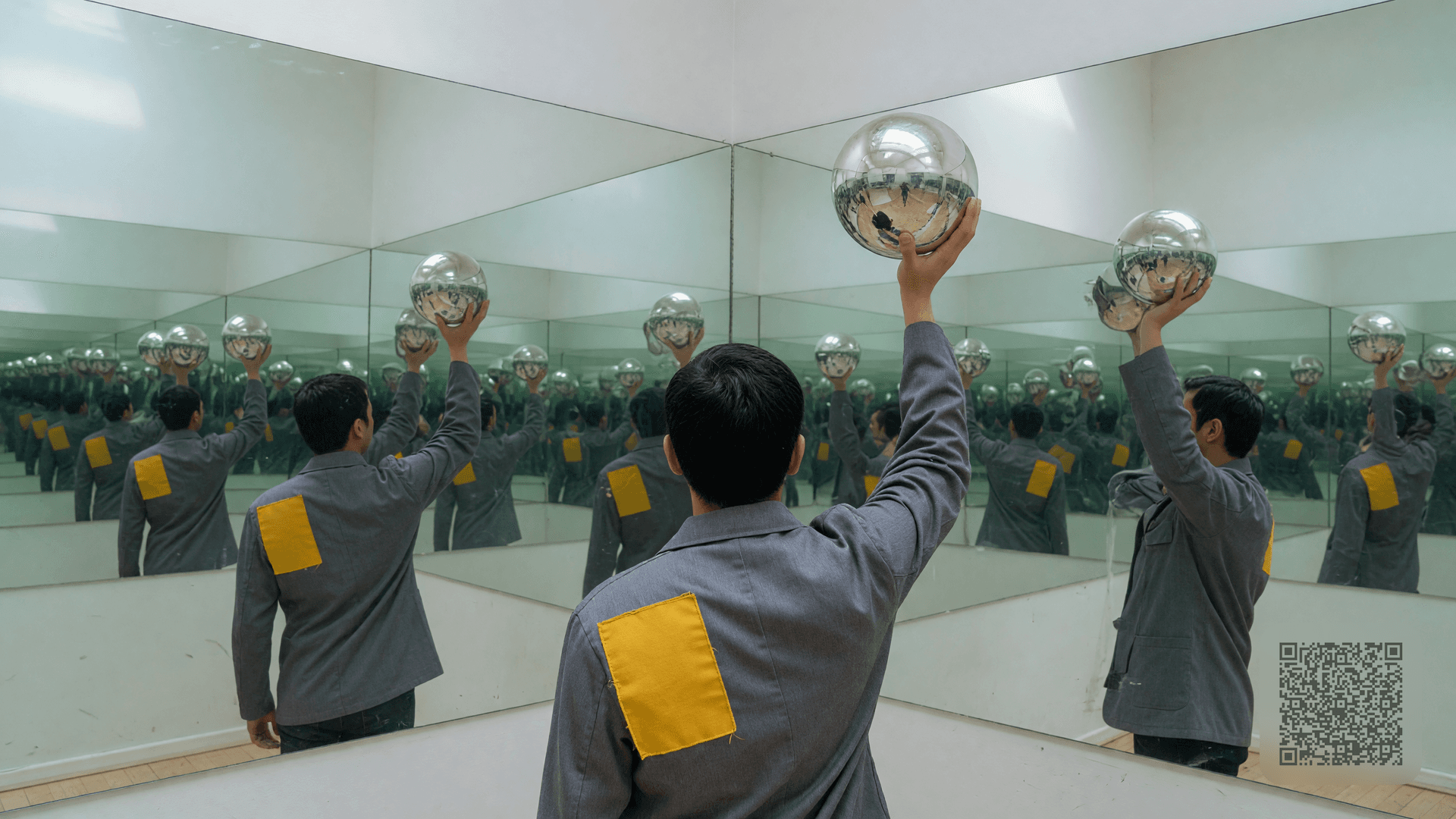 Two-Mirror Corner — Chrome Sphere