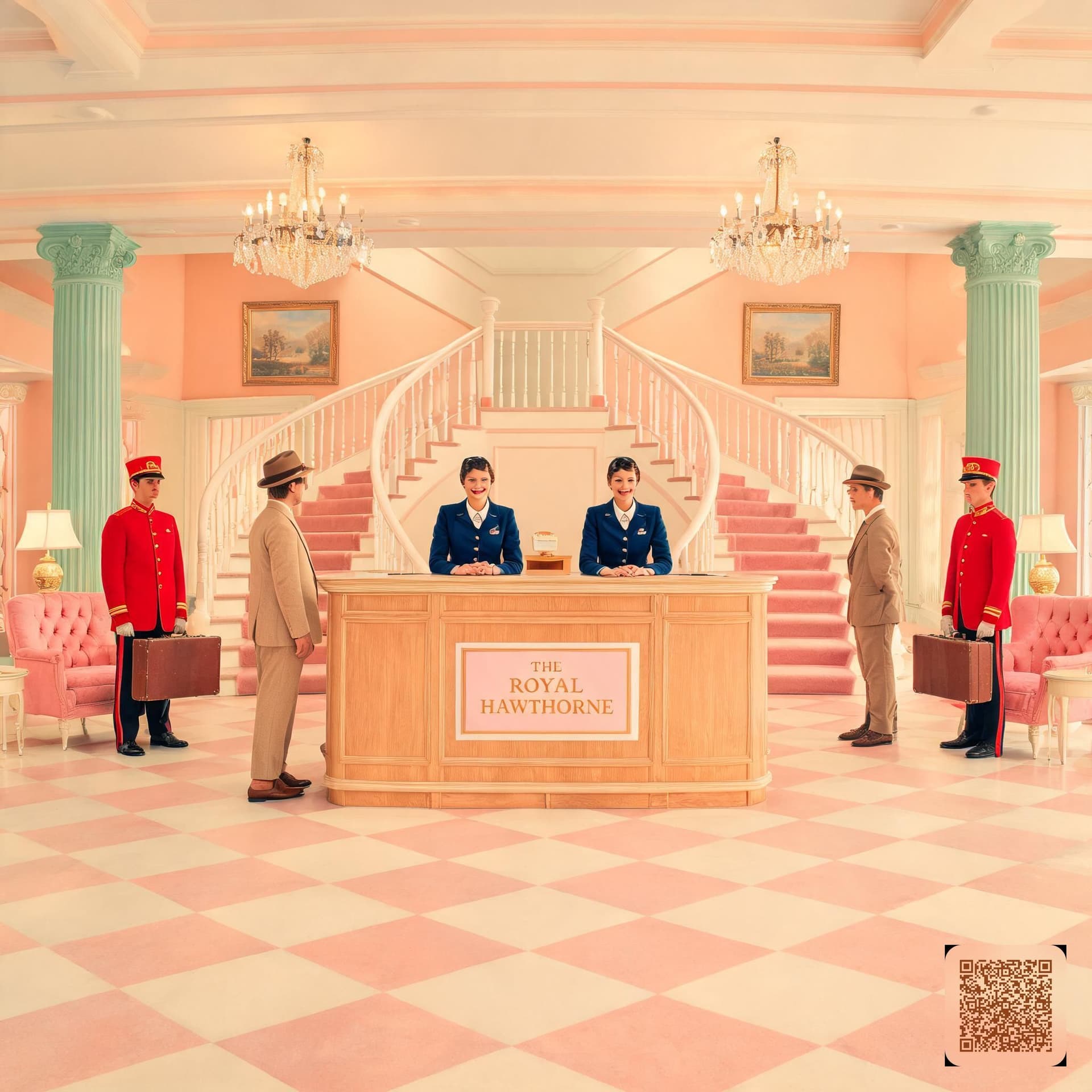 Wes Anderson Hotel Lobby