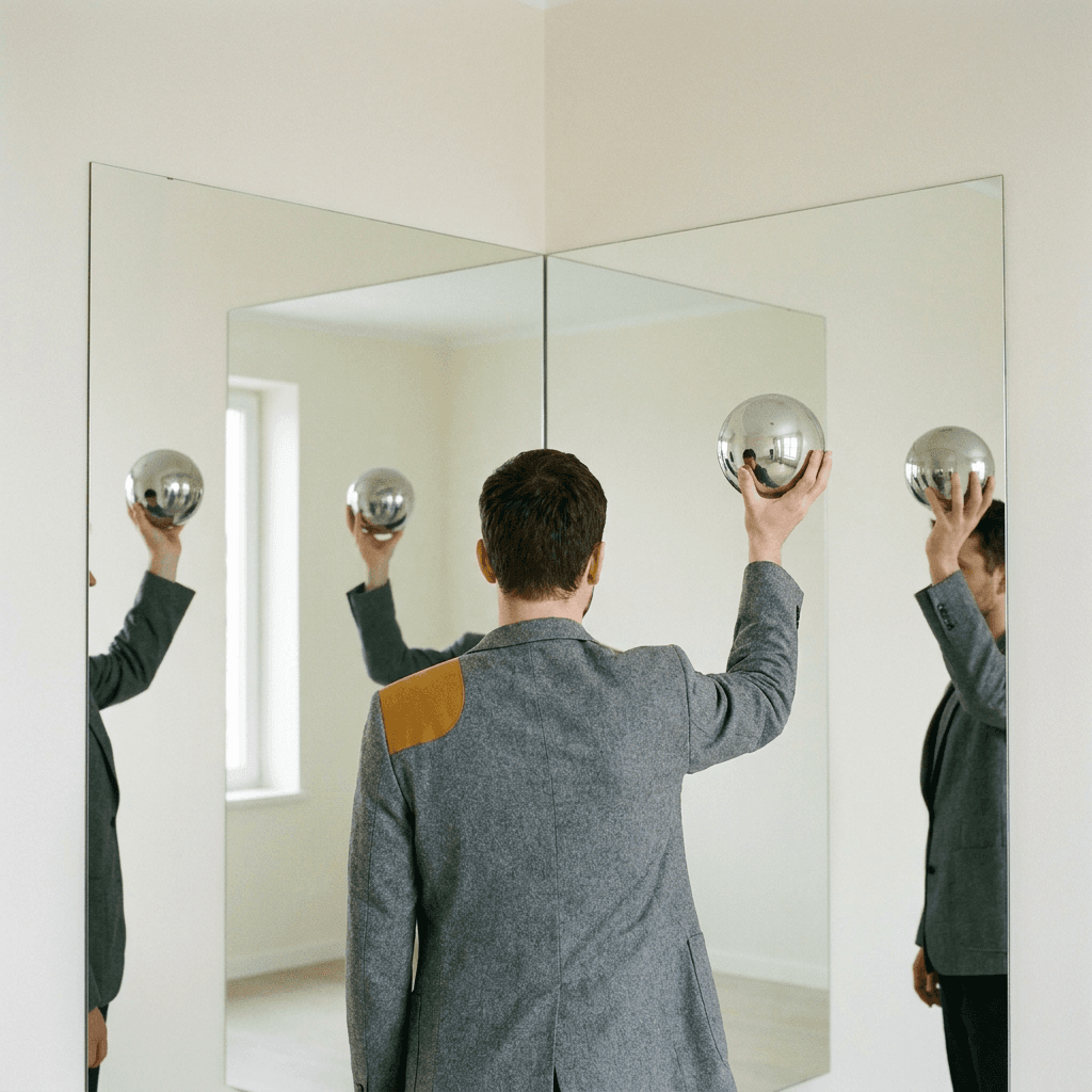 Two-Mirror Corner — Chrome Sphere
