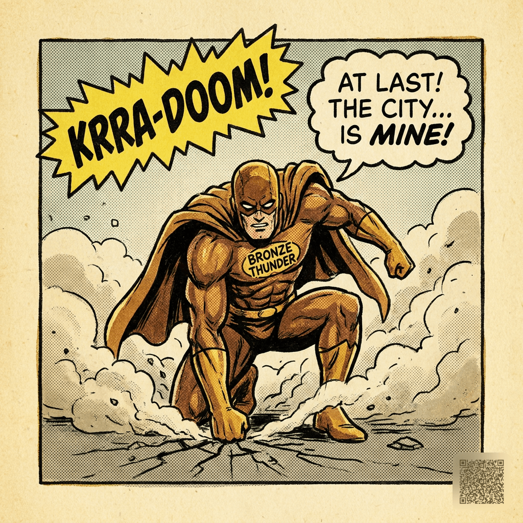 Bronze Age Comic Panel — Superhero Landing