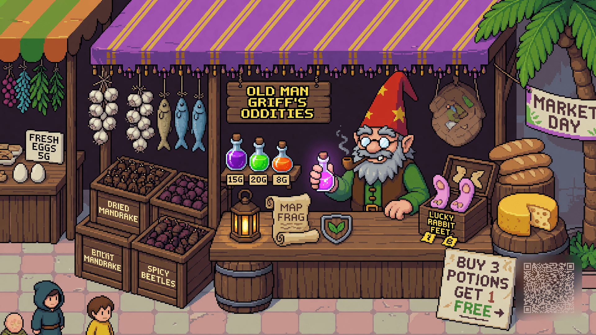 Pixel-Art RPG Shopkeeper, 32-Bit Era