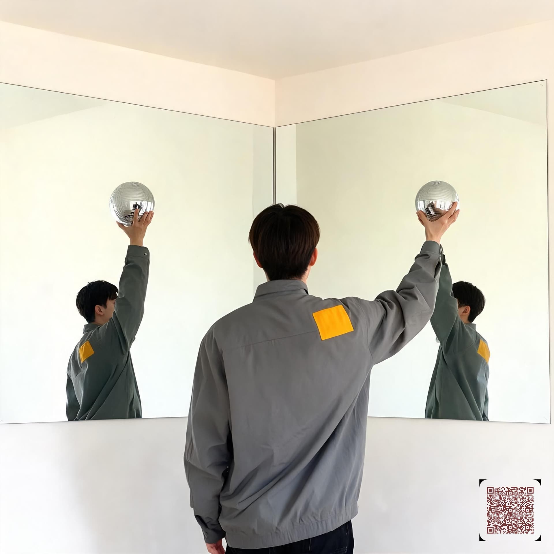 Two-Mirror Corner — Chrome Sphere