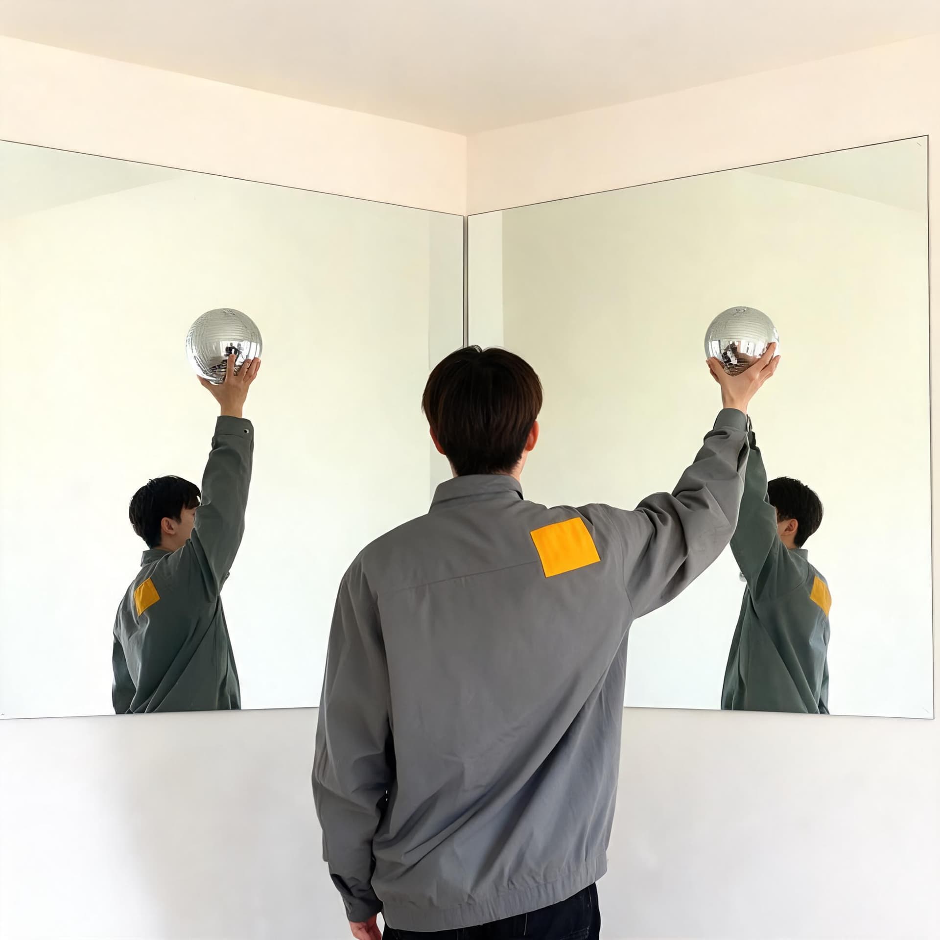 Two-Mirror Corner — Chrome Sphere