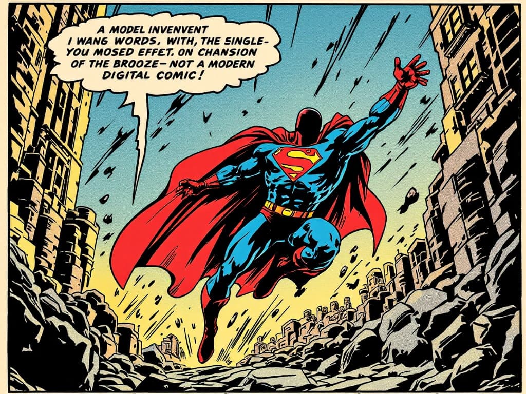 Bronze Age Comic Panel — Superhero Landing