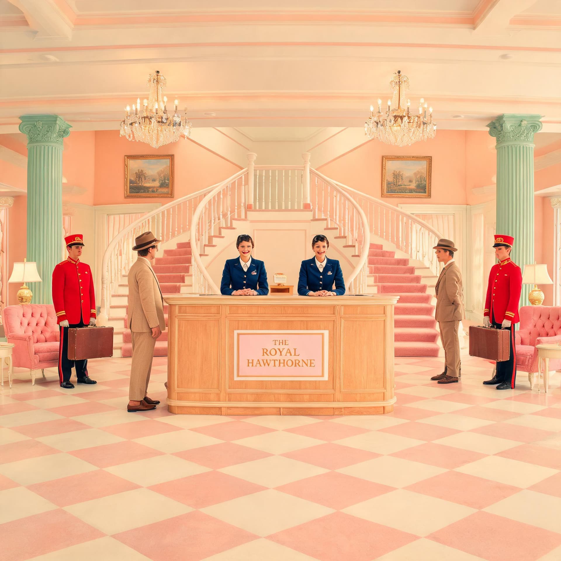 Wes Anderson Hotel Lobby