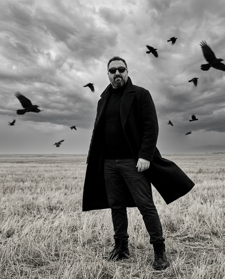 Cinematic Black Overcoat Portrait