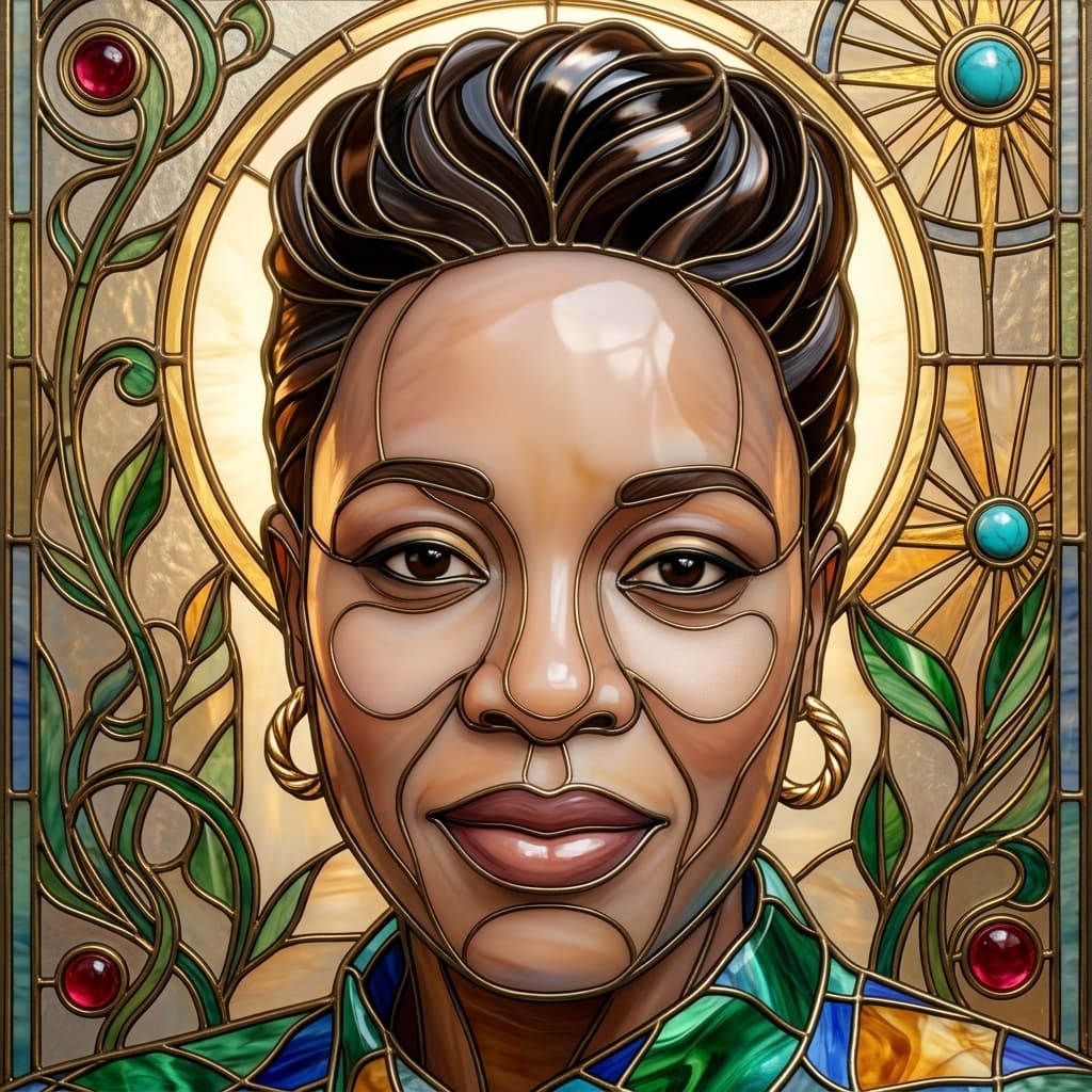 Art Nouveau Stained Glass Portrait