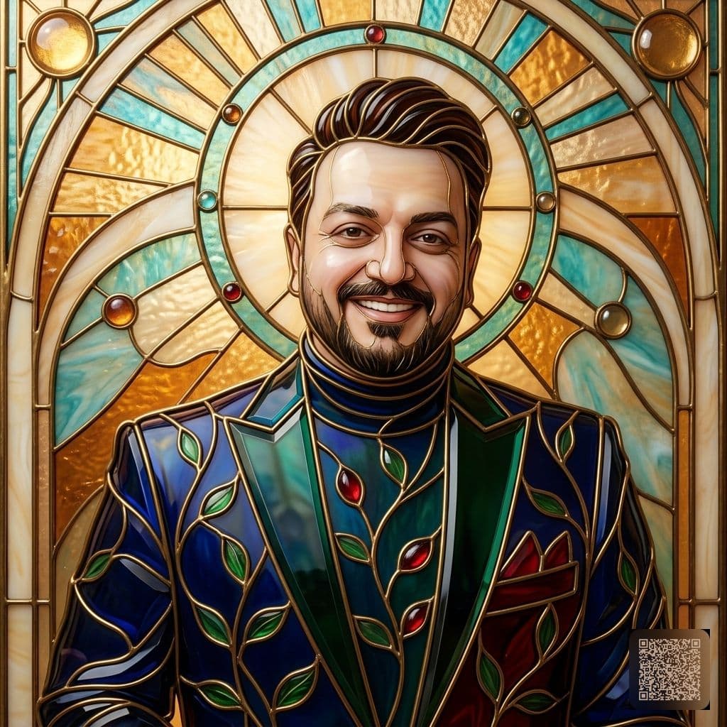 Art Nouveau Stained Glass Portrait
