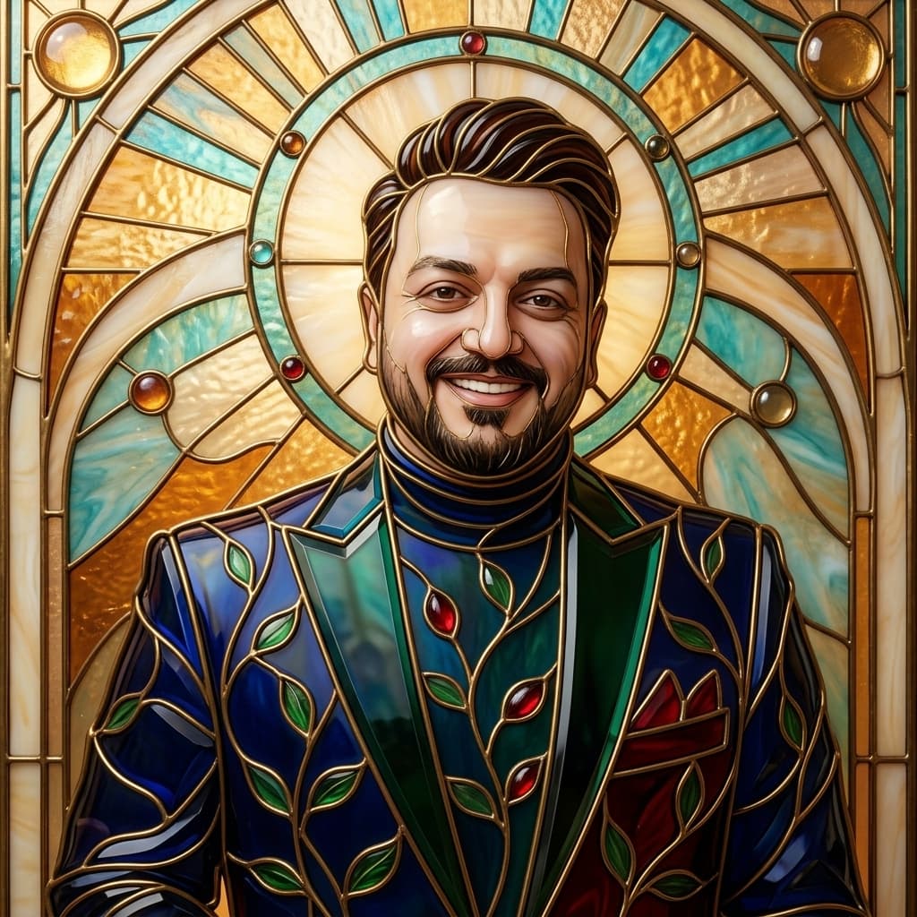 Art Nouveau Stained Glass Portrait