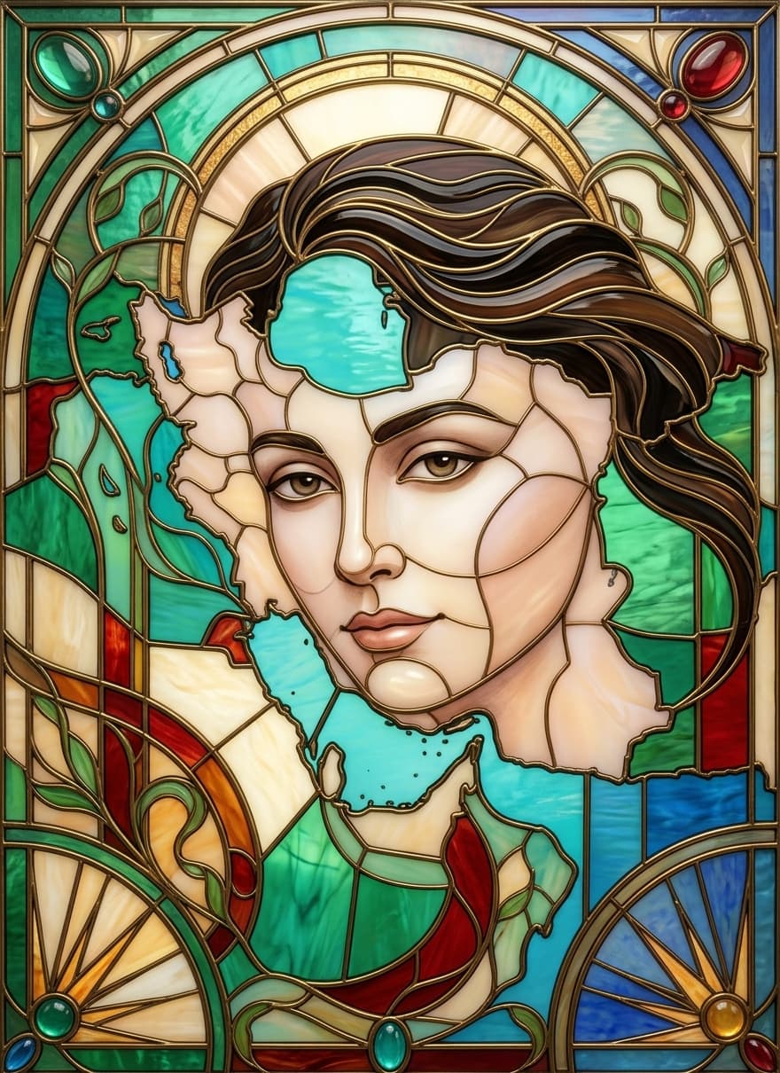 Art Nouveau Stained Glass Portrait