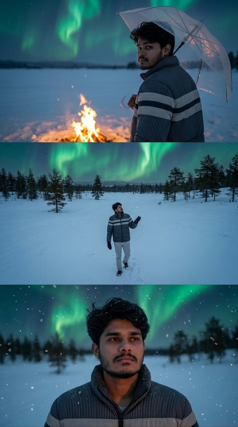 Winter Aurora Triptych