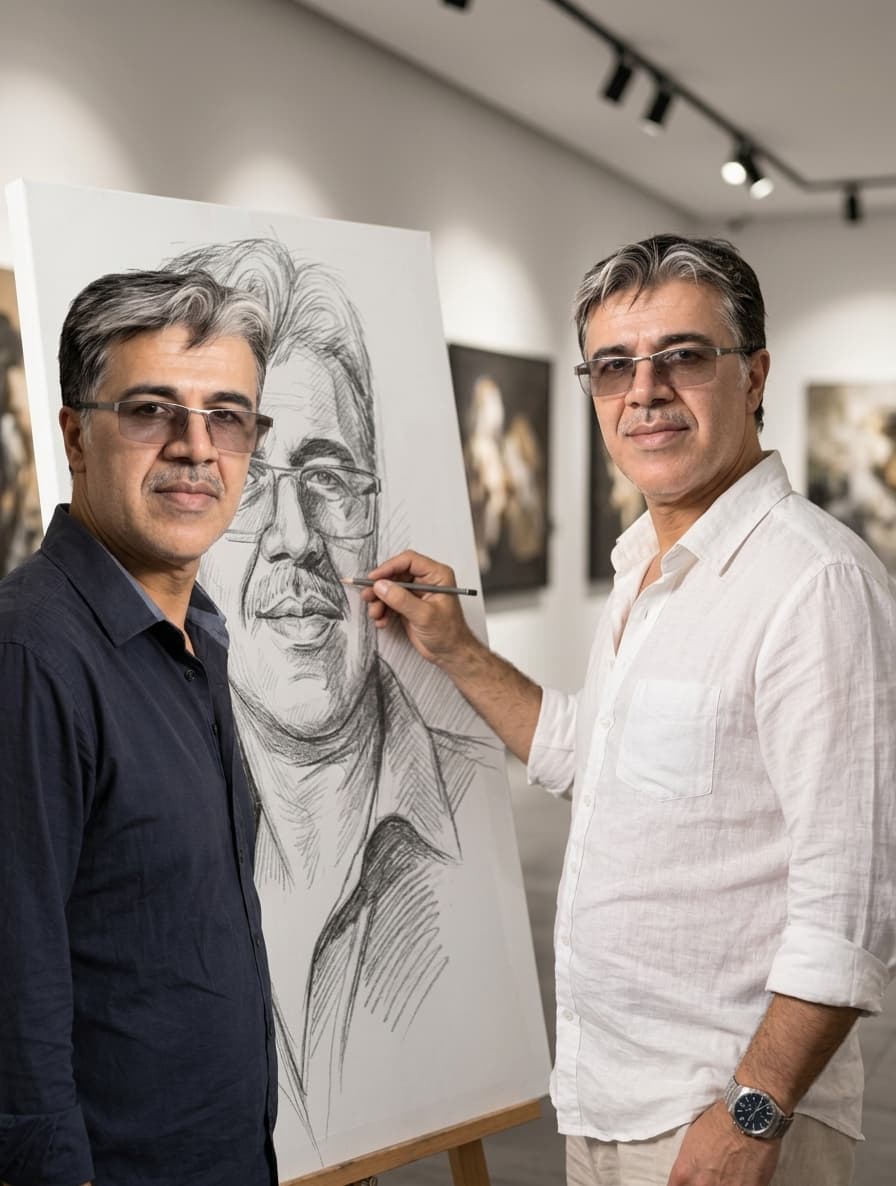 Art Gallery Pencil Sketch Portrait — Add Someone
