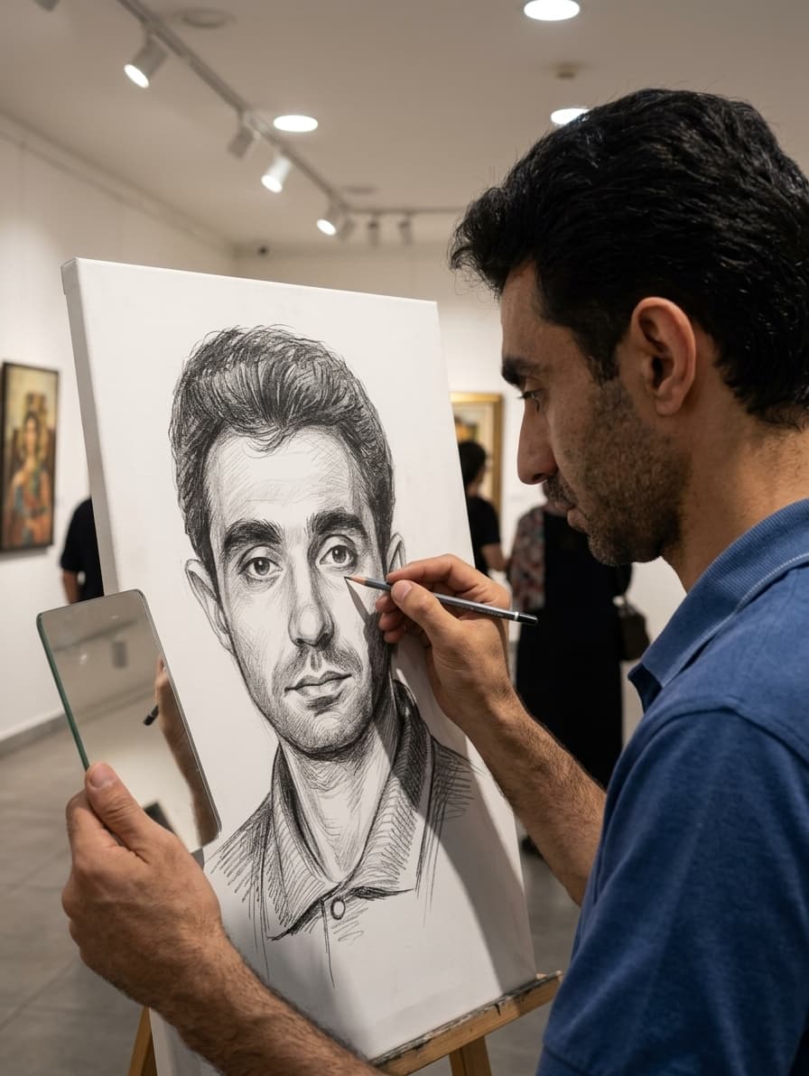 Art Gallery Pencil Sketch Portrait