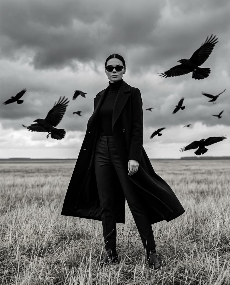Cinematic Black Overcoat Portrait
