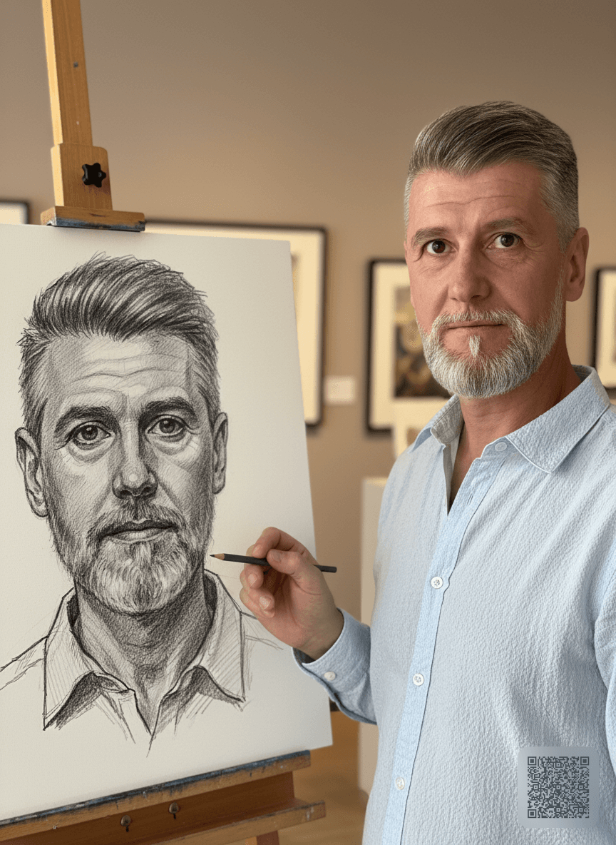 Art Gallery Pencil Sketch Portrait