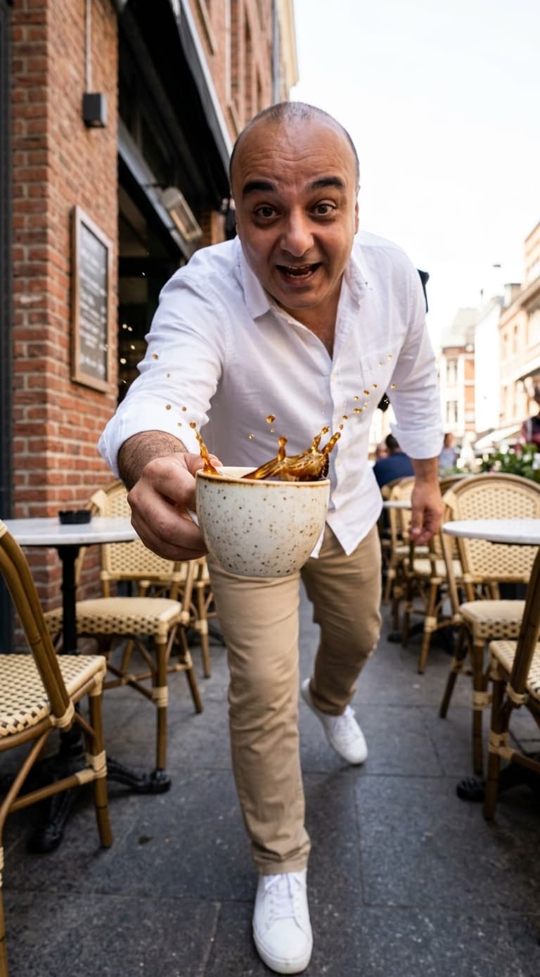 Coffee Splash Freeze-Frame Photo