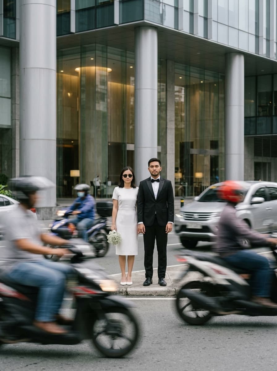 Pre-Wedding Street Portrait with Motion Blur