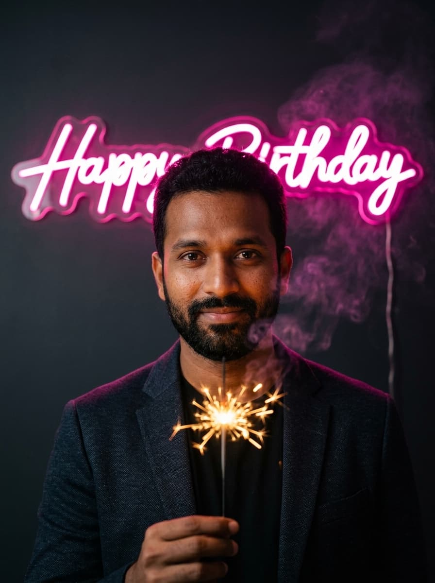 Neon Birthday Portrait