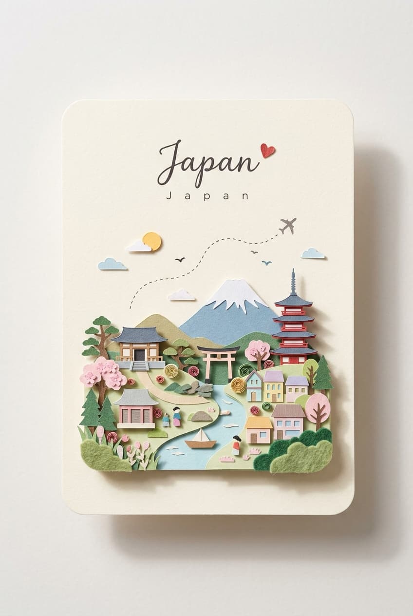 Miniature Papercraft Travel Postcard