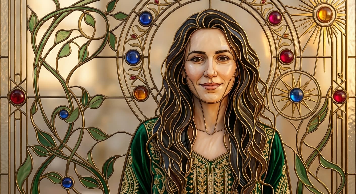 Art Nouveau Stained Glass Portrait