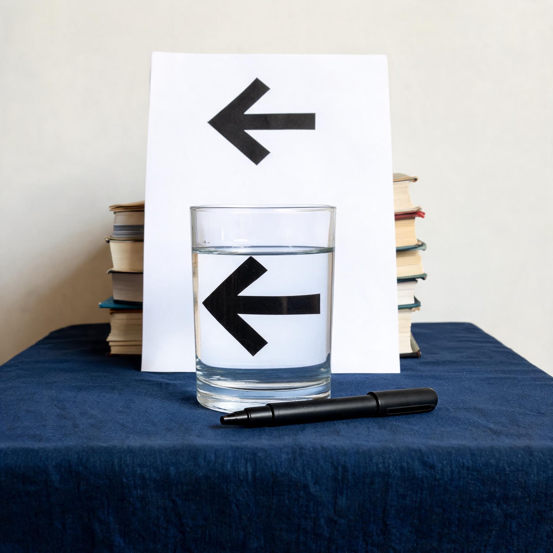 Two Arrows Behind a Glass of Water