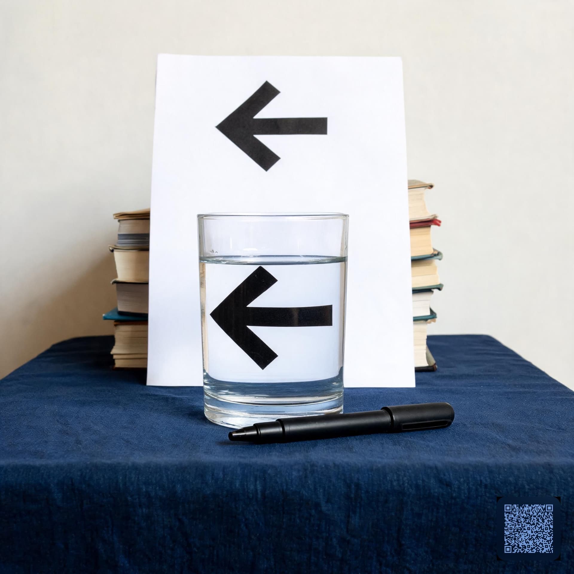 Two Arrows Behind a Glass of Water