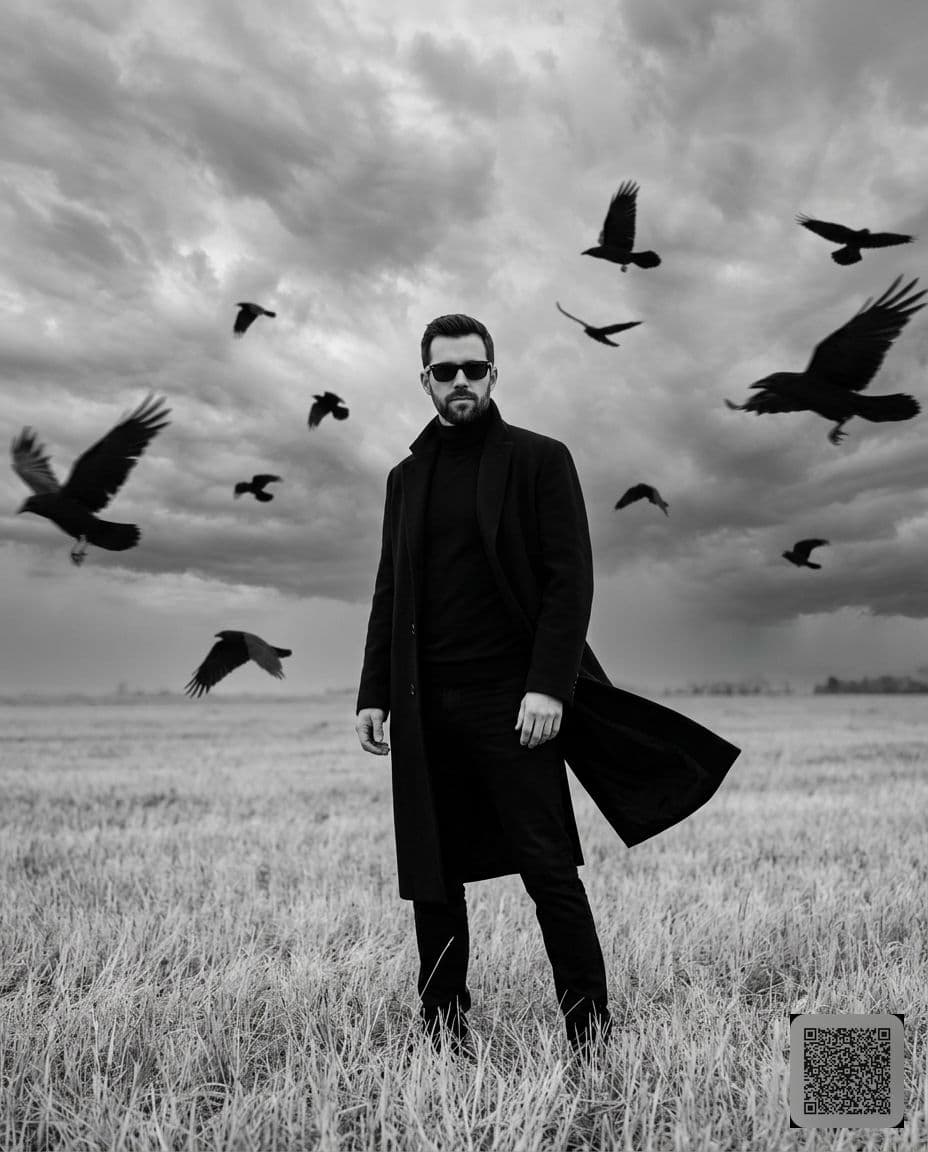 Cinematic Black Overcoat Portrait