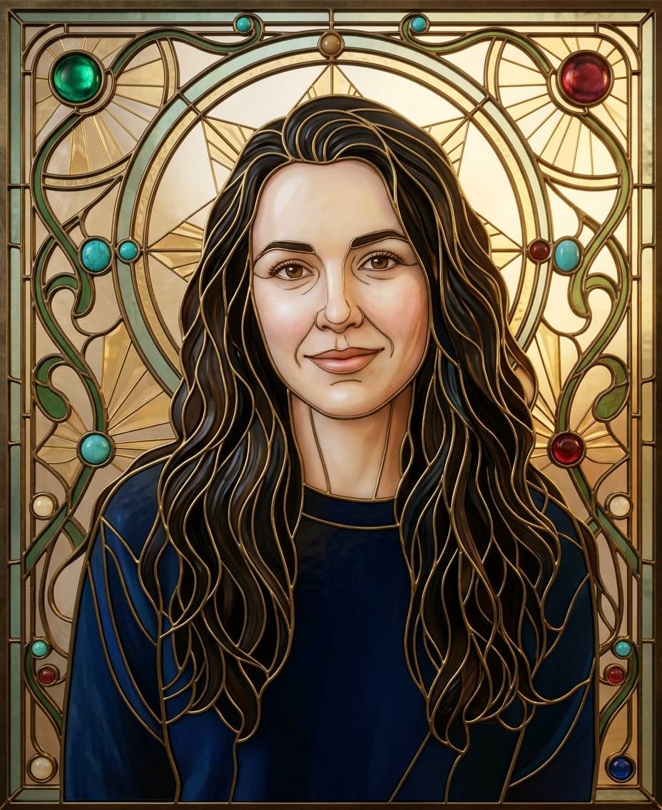 Art Nouveau Stained Glass Portrait