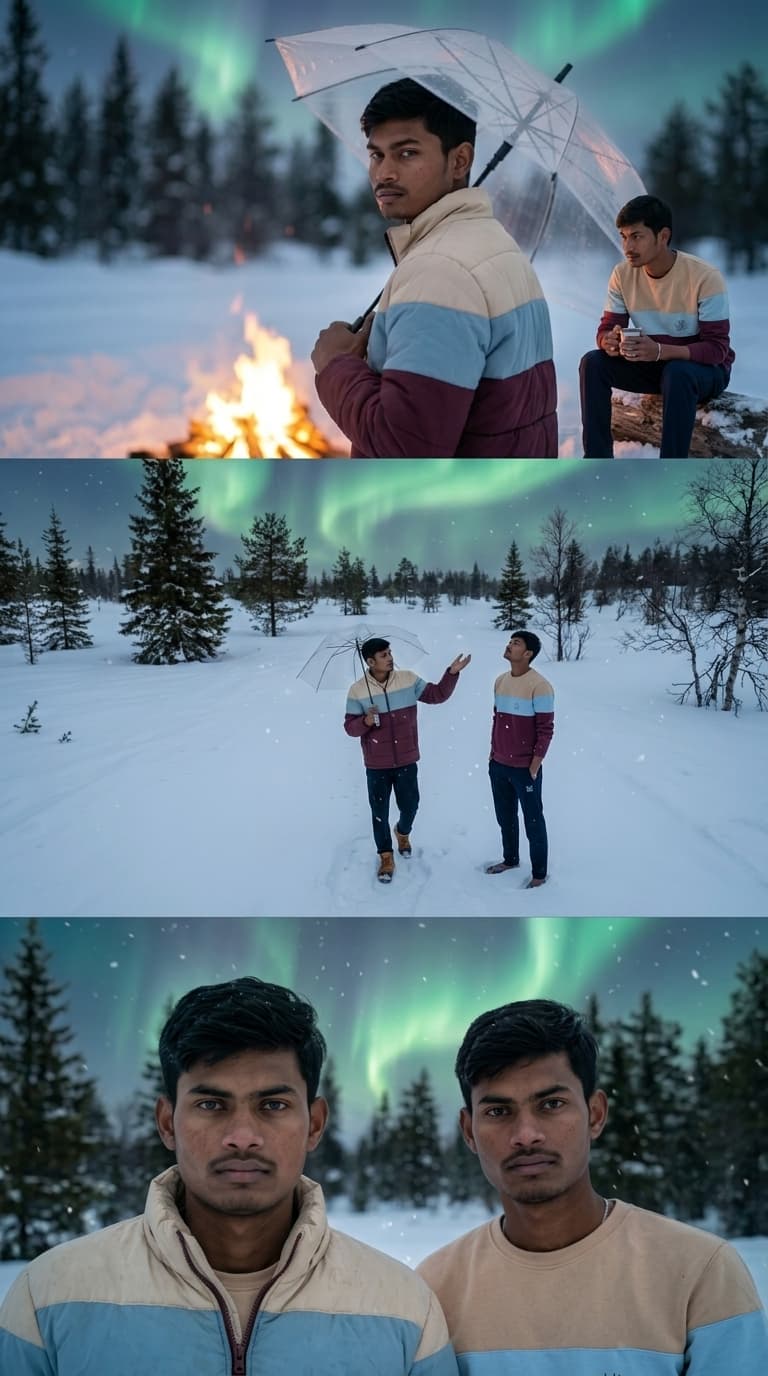 Winter Aurora Triptych — Add Someone