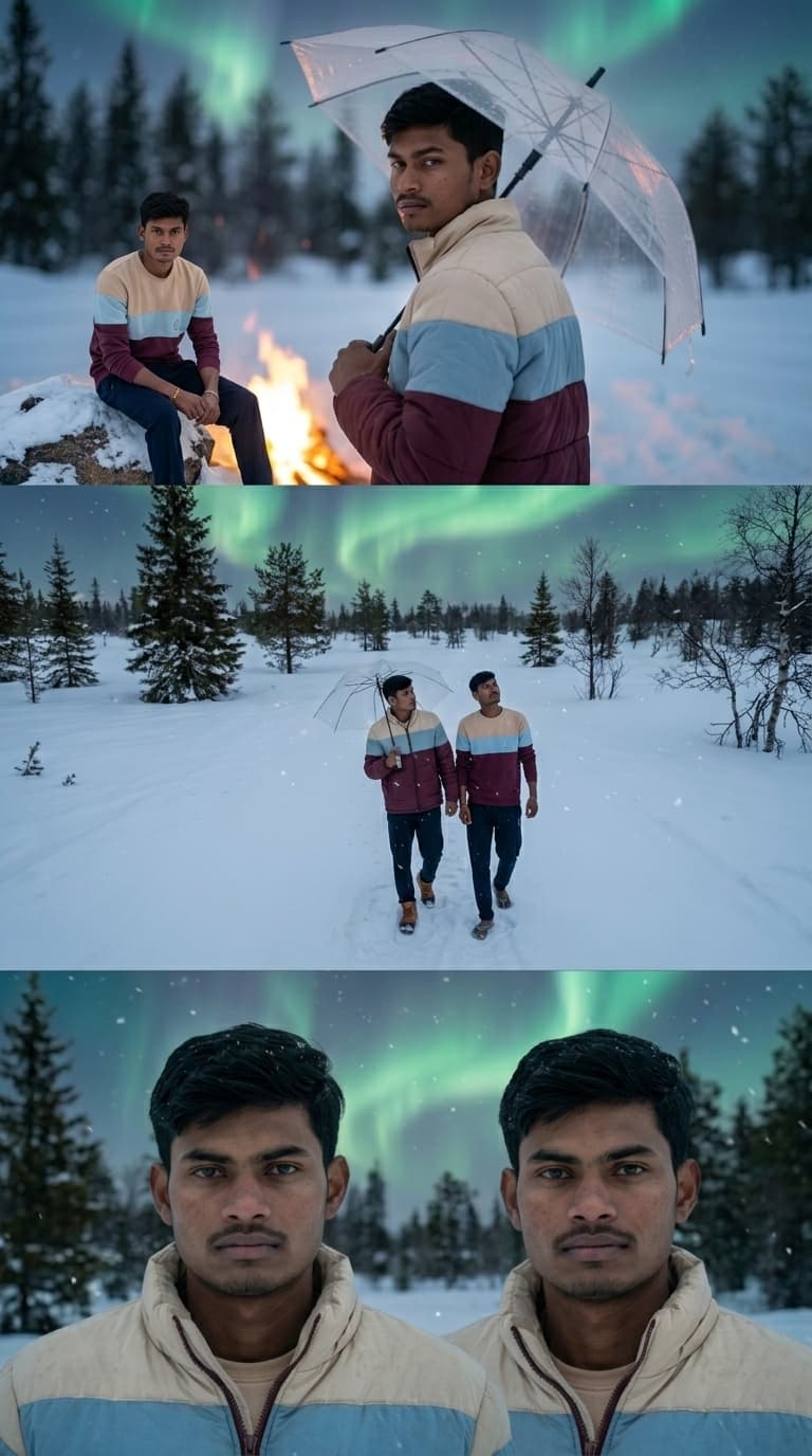 Winter Aurora Triptych — Add Someone