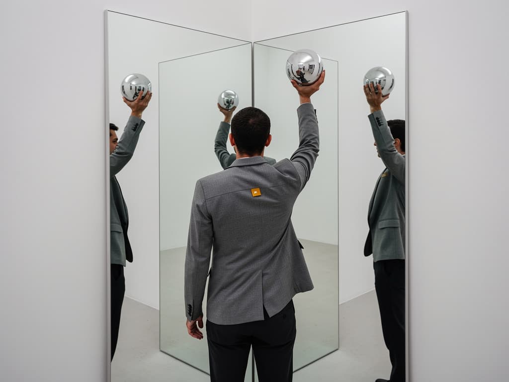 Two-Mirror Corner — Chrome Sphere