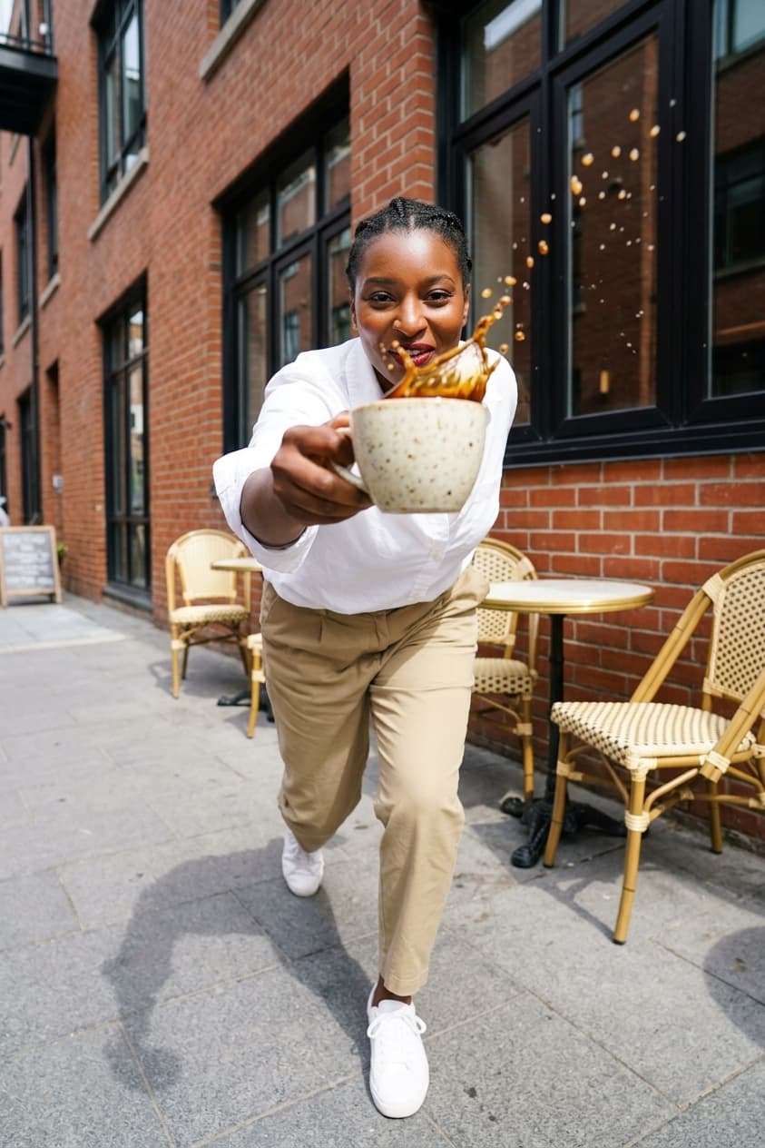 Coffee Splash Freeze-Frame Photo