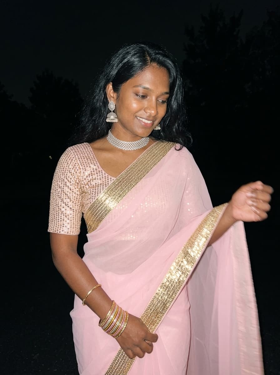 AI Pink Saree Night Flash Portrait Generator